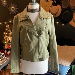 Three Bird Nest Zenana Outfitters Sage Green Vegan Leather Jacket size XL